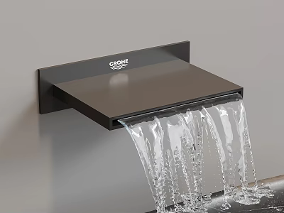 Black Wall Mounted Faucet With Waterfall Flow And Modern Design 3d model