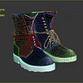 Stylish Black Leather High Top Boots With White Soles And Lace Up Design
