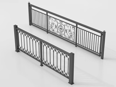 Ornate Black Metal Railings With Intricate Patterns For Balcony And Staircase 3d model