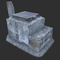 Weathered Stone Building Component With Stepped Structure And Metal Grid Cover On Top 3d model