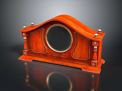 Elegant Mahogany Furniture With Carved Details Circular Panel And Decorative Columns 3d model