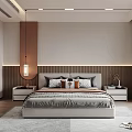 Modern Bedroom Interior Design With Bed Nightstands Accent Wall Rug And Curtains