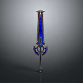 Decorative Blue Fantasy Sword With Metallic Hilt And Luminous Crystal Blade