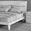 Pandora Modern Wooden Bed Set With White Pillows Gray Quilt And Nightstands
