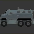 Blue Wheeled Armored Military Tank With Front Grille And Top Equipment
