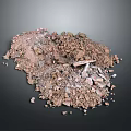Pile of Mixed Soil Gravel and Construction Debris on Dark Background