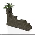 Modern Interior Scene Featuring Broken Brick Wall And Lush Green Plant Decor