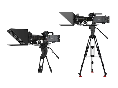 Professional High Definition Digital Video Cameras Mounted on Stable Tripods for Studio Filming 3d model