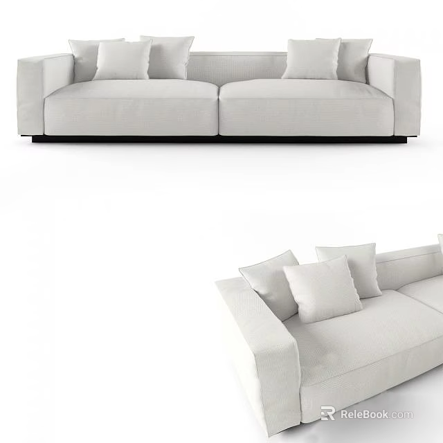 Modern Light Colored Two Seater Sofa With Soft Fabric And Decorative Pillows 3d model