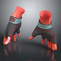 3D Modeled Gloves With Gray Red Blue Accents And Orange Hand Models Rendered