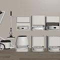 Modern Household Cleaning Appliances Vacuum Cleaners Robotic Vacuums Displayed In Organized Home
