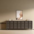 Stylish Modern Entryway Console Cabinet With Decorative Items And Wall Art 3d model