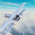 Military Jet Aircraft Flying In Sky With Clouds