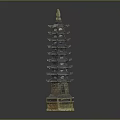 Chinese Traditional Multi Tiered Pagoda Architecture With Golden Base And Intricate Design