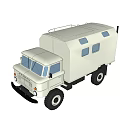 White Camper Truck With Roof Rack Side Windows And Cargo Area