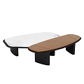 Oval Shaped Modern Coffee Table With Wooden Top And Black Legs