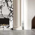 Elegant Interior With Marble Arched And Modern Fireplaces 3d model