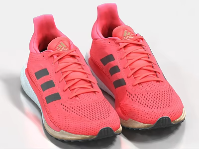 Adidas Red Mesh Sports Shoes With Black Stripes And White Rubber Sole 3d model