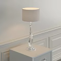 Modern Crystal Base Table Lamp With Cream Lampshade On Bedside Table