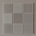 Square Perforated Panels With Various Patterns Arranged In Nine Grid On Light Gray Background 3d model