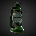 Vintage Green Candle Lamp with Metal Frame and Glass Shade Classic Design