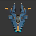 Futuristic Blue And Yellow Sci Fi Spaceship For Cosmic Aerospace Exploration