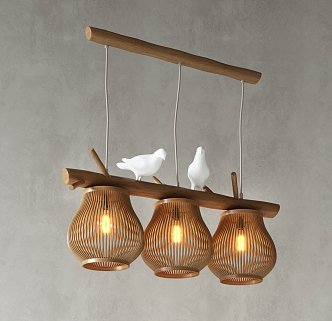 Quiet wind bamboo chandelier 3d model