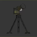 Tactical Machine Gun Mounted On Tripod Stand With Long Barrel And Reinforced Frame