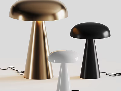Elegant Mushroom Shaped Chandeliers With Conical Base In Gold Black White 3d model