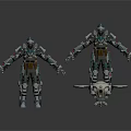 Sci Fi Armored Characters With Mechanical Drone Creature In White Background 3d model