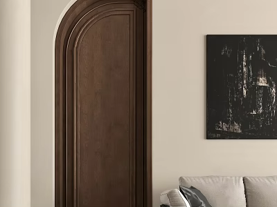 French Middle Style Single Door Interior Door Sofa Decorative Painting Coffee Table Carpet 3d model