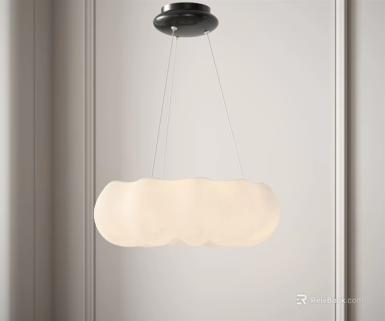 Soft Cloud Shaped White Pendant Lamp For Modern Bedroom Interior Design 3d model