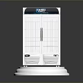 Modern White Computer Cabinet With Double Glass Doors AMP Logo And Stand Base