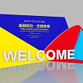 Modern Welcome Sign With Colorful Geometric Design For Creative Future Theme 3d model