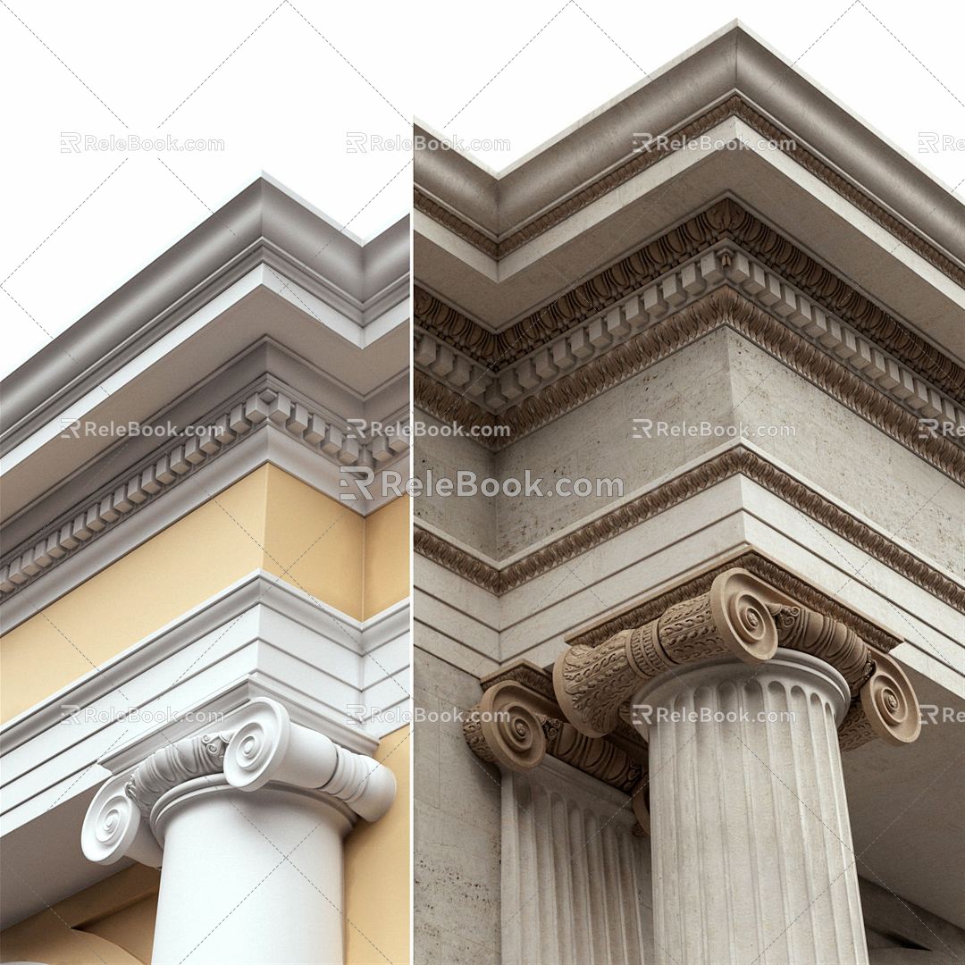 European Roman Column Roman Column Carved 3d model