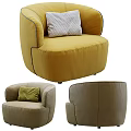 Stylish Single Sofa Collection With Round Shape Multiple Colors And Soft Cushions 3d model