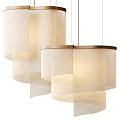 Modern Pendant Lights With Beige Fabric Shades And Wooden Trim For Interior Design