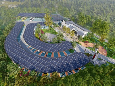 Building environmental protection station landscape photovoltaic sketch landscape entrance landscape wall model