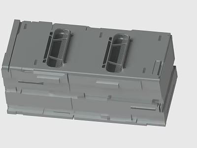 Durable Gray Plastic Enclosure With Two Transparent Windows And Structural Design 3d model