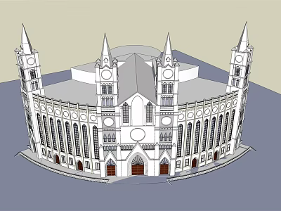 Ancient Architectural Design Featuring Circular Structure Spires Clock Towers Arched Windows And Doors 3d model