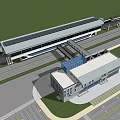 Modern Transport Hub With Long Platform Tracks And Surrounding Roads Green Areas