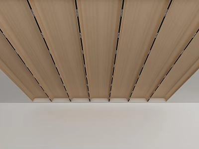 Elegant Modern Wooden Slatted Ceiling Design With Uniform Spacing In Interior Spaces 3d model