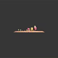 Vibrant Cartoon Scene With Circular Platform Pink Mushrooms Small Houses Colorful Trees Spots And Stripes
