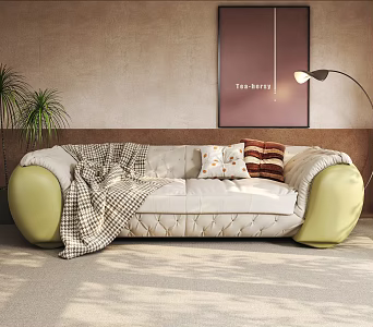 Modern double sofa three-seat sofa 3d model