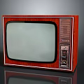 Vintage Electronic Television With Wooden Cabinet Gray Screen And Retro Panel