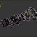 Metal Telescope with Ring Structures and Worn Rusty Surface on Smooth Dark Background 3d model