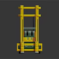 Yellow and Green Forklift with Front Forks Mechanical Frame and Cabin
