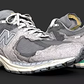 New Balance Retro Gray Sneakers With White Laces Green Sole And Mesh Details