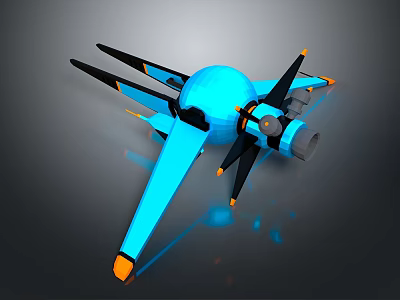 Futuristic Blue Mechanical Character Featuring Black Appendages Orange Accents And 3D Structure 3d model