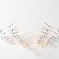 Modern Dreamy Chandelier With Star Shaped Decorations Red Blue And White
